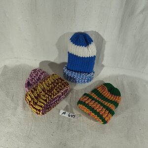 Kids Beanie Trio Bundle of Colorful Knit Caps
